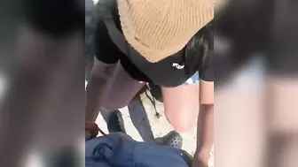 Secret Outdoor Blowjob during Family Dinner
