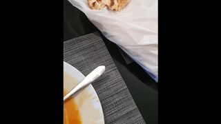 Step Mom Sucks Step Son under Table - Oral Cream Pie Swallow on Family Dinner