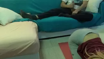 ALLURING TEENIE REAL STEPSISTER Works out TEASING her Brother. he Takes his Monstrous Penis and SNEAKLY WANKS IT