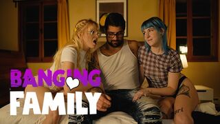 Banging Family - two Alt Step-Sisters Share a Large Dick