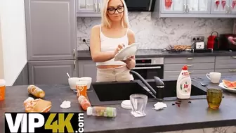 STUCK4K. Stud has taboo sex with Czech stepsister Jenny Slutty in kitchen