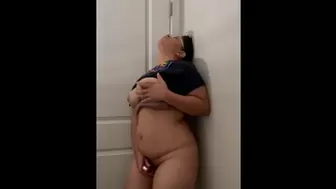 Horny BIG BODIED WOMAN ex-wife sneaks to bathroom while family visiting to Rub her vagina