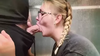 chick Step-sis in braids sneaks off to blow dong
