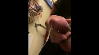 Jerking Off In Bathroom While Family Members In Other Room! 