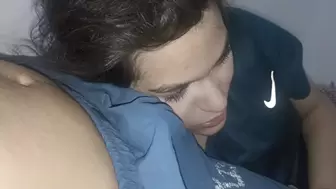 I receive a yummy bj from my horny stepsister until she makes me sperm in her