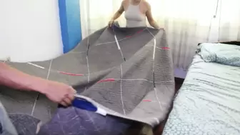 Stepbrothers throw the mattress on the floor so their parents can't hear - HARD SEX part one PORN IN SPANISH