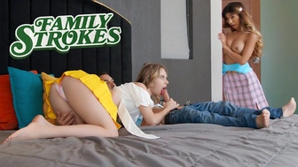 Step-Daughter Begs Her Stepdad To Let Her Nymphomaniac Bff Anya Olsen Stay The Night - FamilyStrokes